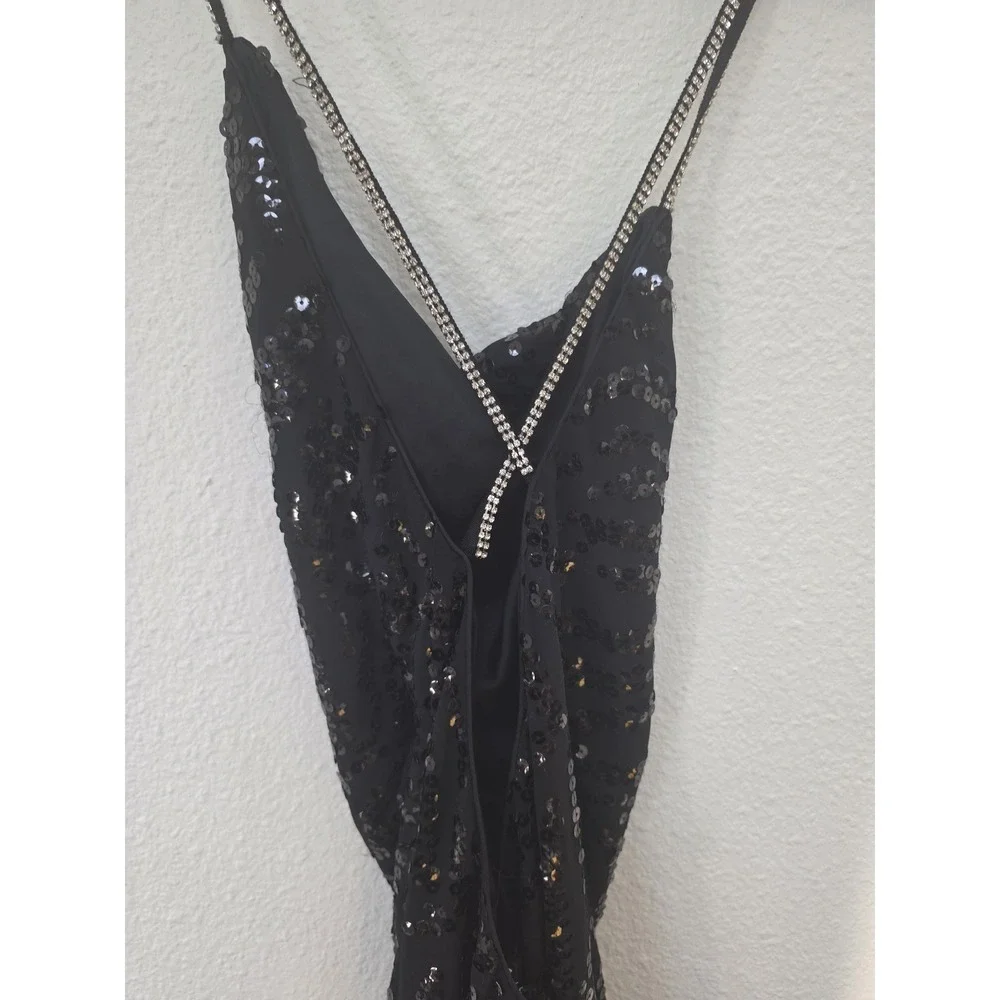 Dundas x Revolve Black Sequin Maxi Dress Size S Sleeveless Party Gown Formal